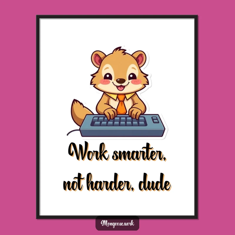 Funny Free Printable Wall Art: Mongoose Keyboard Tie Downloadable DIY Office Decor