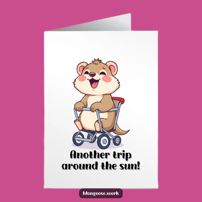 Free Printable Birthday Card: Mongoose Rolling Chair Fun, Hilarious Downloadable Gift