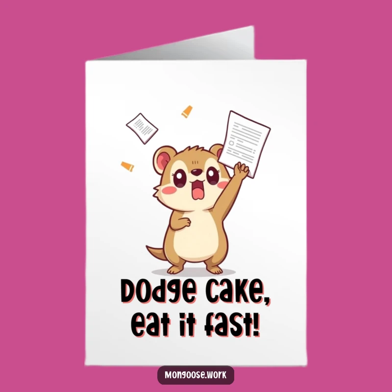 Free Printable Birthday Card: Dodging Mongoose Surprise, Humorous Downloadable Gift!