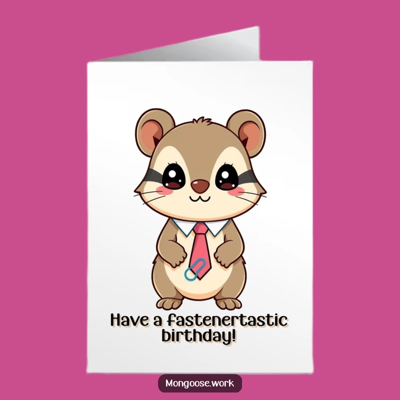 Free Printable Birthday Card: Mongoose in Paperclip Tie, Funny Downloadable Gift