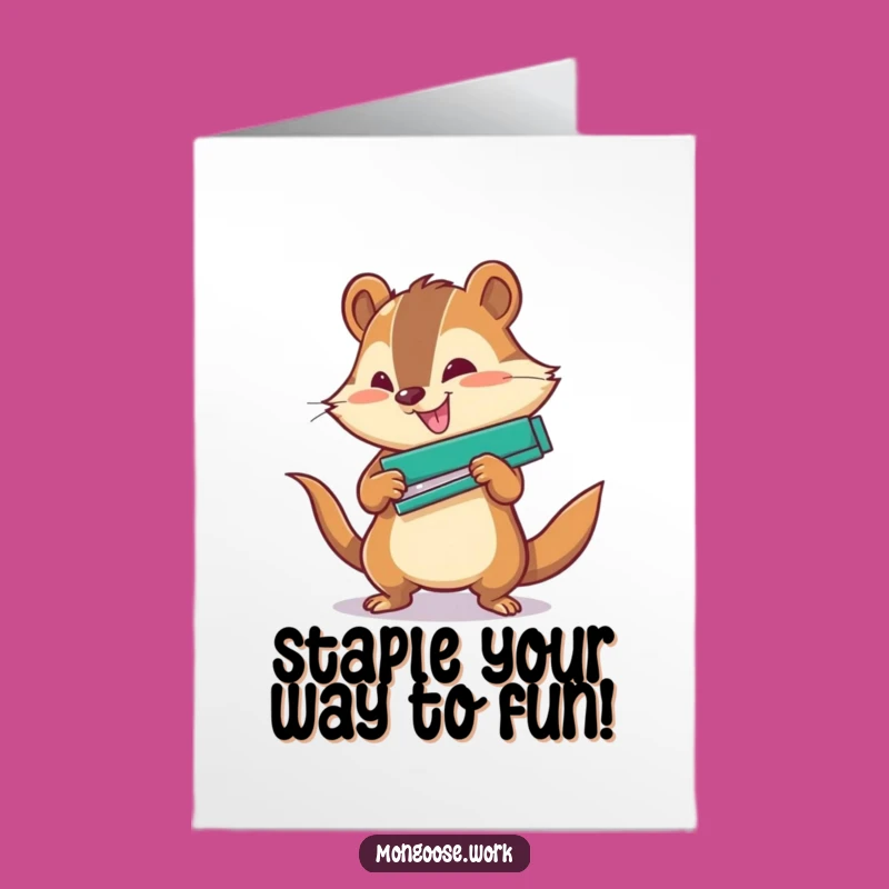 Free Printable Mongoose Office Birthday Card: Funny Downloadable Gift for Workaholics