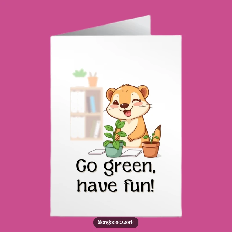 Free Printable Birthday Card: Winky Mongoose Plant Gift Surprise