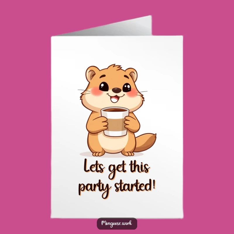 Free Printable Birthday Card: Mongoose Coffee Chat, Hilarious Downloadable Gift for Coffee Lovers