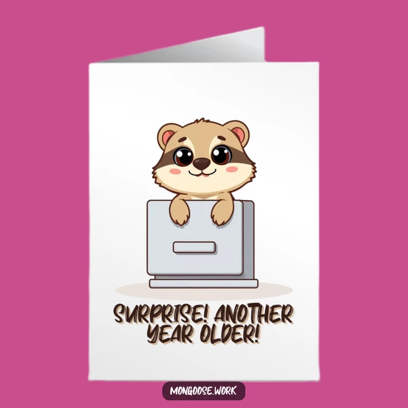 Funny Free Printable Birthday Card: Surprised Mongoose Reveal, Downloadable Hilarious DIY Gift
