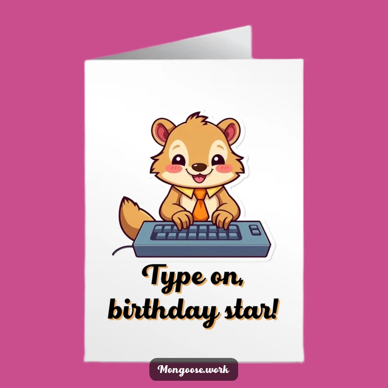 Free Printable Birthday Card: Funny Mongoose Keyboard Tie DIY Downloadable Gift