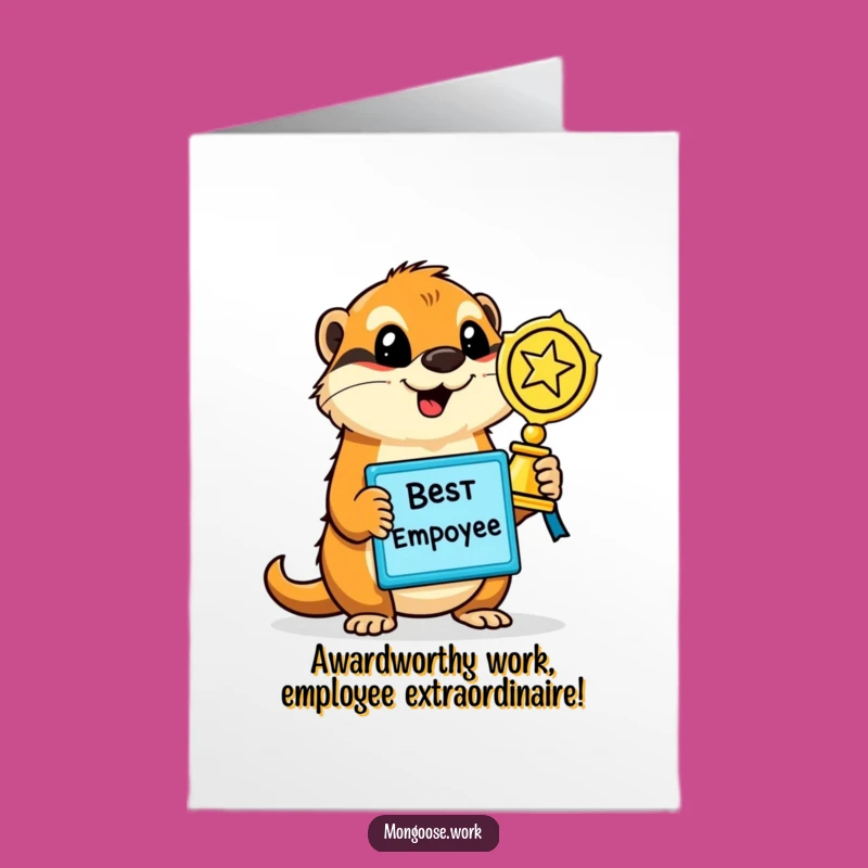 Free Printable Funny Congrats Card: Mongoose Employee Star, Award Winner, Downloadable Gift