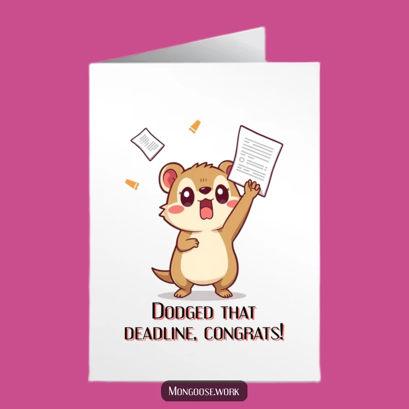 Free Printable Congrats Card: Mongoose Escapes Chaos, Humorous Downloadable Gift!