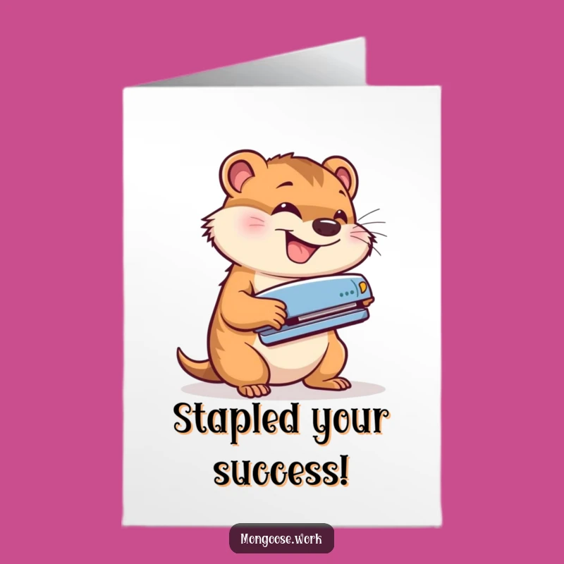 Free Printable Congrats Card: Energetic Mongoose Stapler Pro - Downloadable & Print at Home