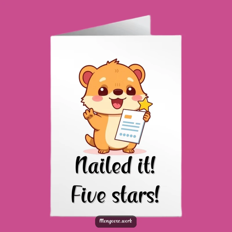 Free Printable Congrats Card: Star-Rating Mongoose, Humorous Downloadable Gift for Success