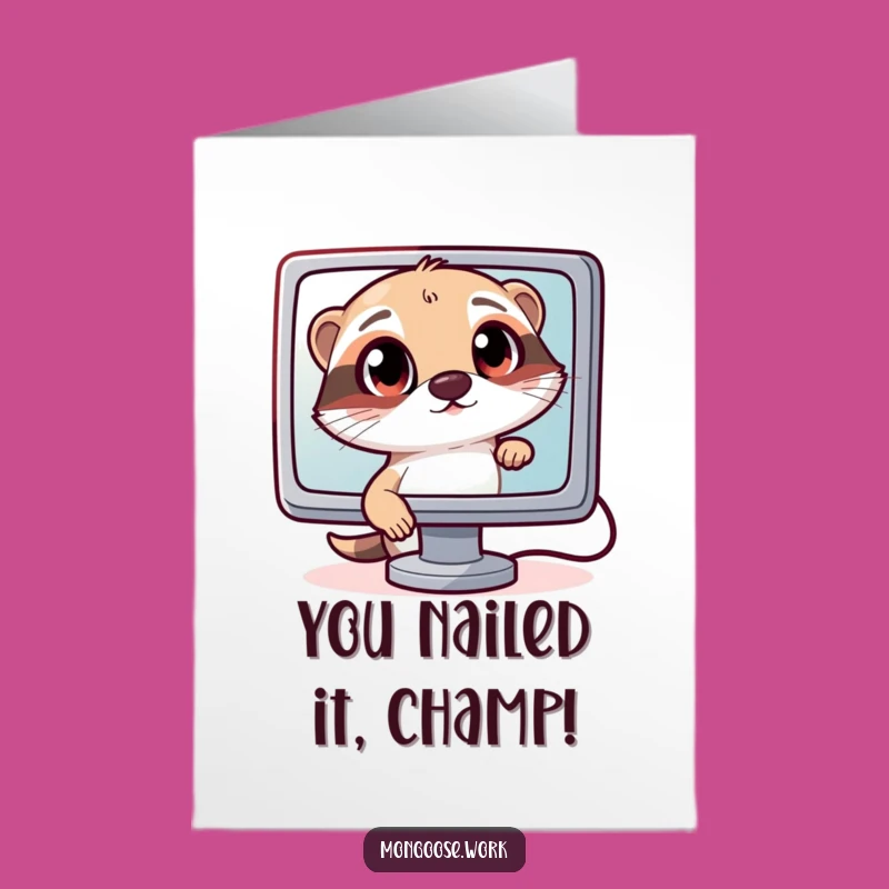 Mongoose Tech Congrats Card Free Printable - Downloadable Curious Monitor Greeting!