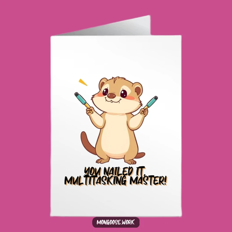 Free Printable Funny Congrats Card: Juggling Mongoose, Best Employee Achievement, Downloadable Gift