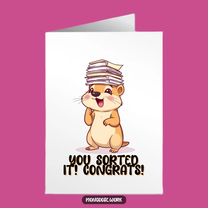Free Printable Congrats Card: Mongoose Paperwork Victory - Funny Downloadable DIY Gift!