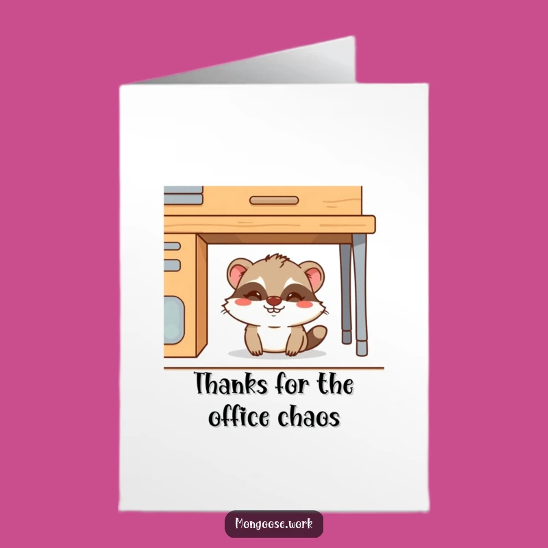 Free Printable Thank You Card: Mongoose Grin, Mischievous Desk Hide, Downloadable Gift