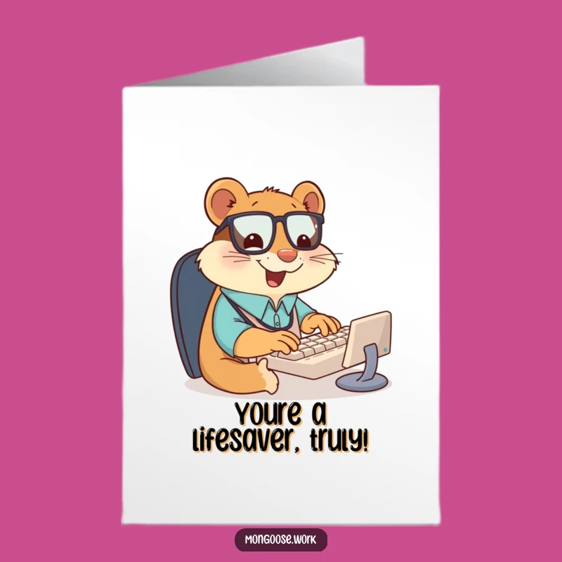 Free Printable Thank You Card: Mongoose Typing Appreciation - Funny Downloadable Office Gift