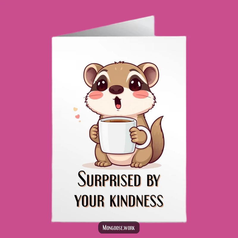 Free Printable Thank You Card: Surprised Mongoose Coffee Lover - Downloadable & Print at Home