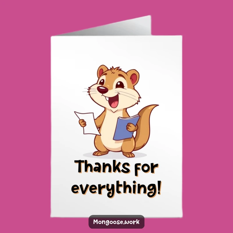 Free Printable Mongoose Thank You Card: Data Delivered! Humorous Downloadable Gift!