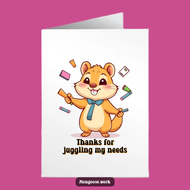 Free Printable Funny Mongoose Thank You Card: Busy Thanks Downloadable Gift