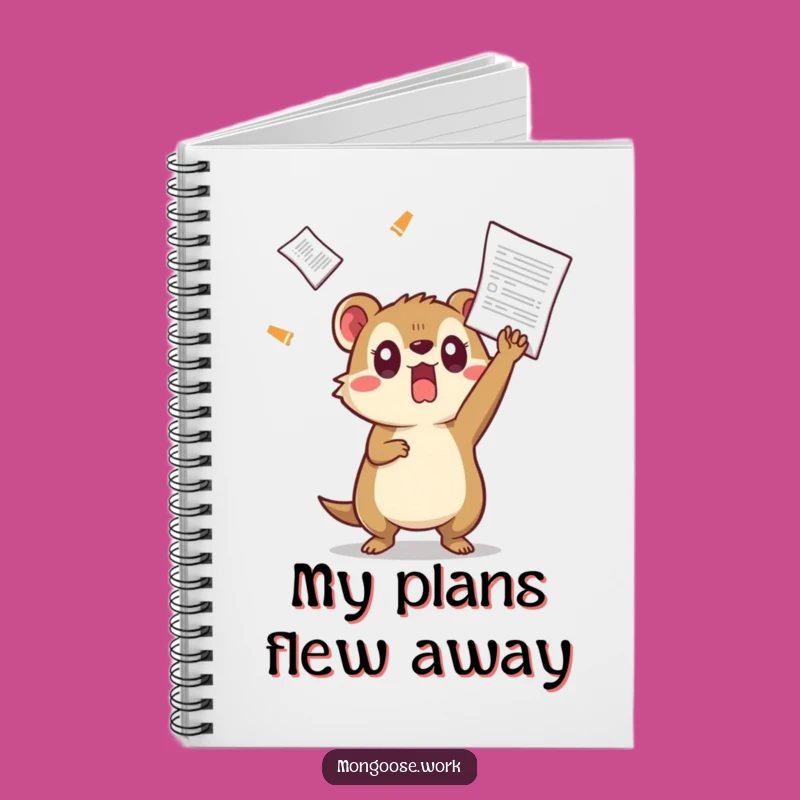 Funny Kawaii Mongoose Notebook, Dodging Chaos, Journal Your Quick Notes