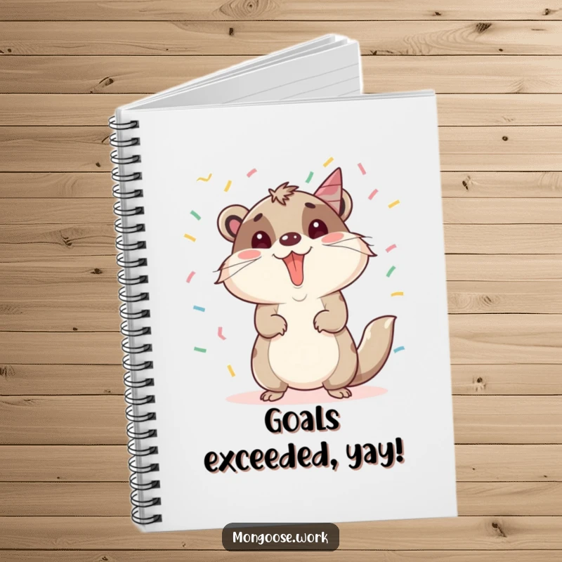 Funny Mongoose Notebook: A mongoose celebrating a promotion with confetti, ideal for planning and a great funny gift.