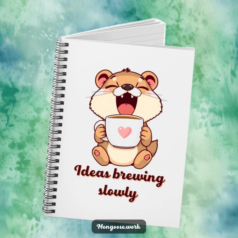 Funny Mongoose Yawning Notebook - Cute animal cover for jotting down thoughts, perfect for school or work, funny gift.