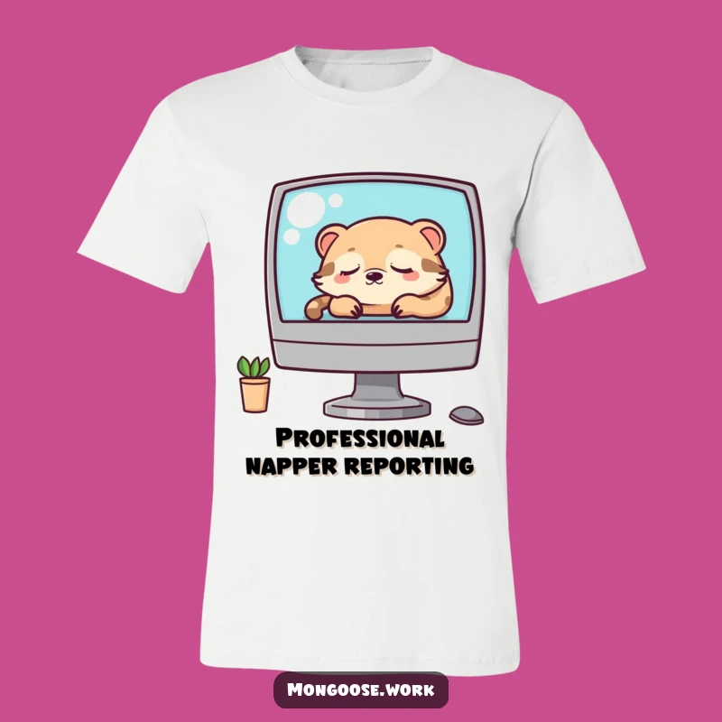 Funny Kawaii Mongoose Napping T-Shirt: Comfy Sleepy Office Wear