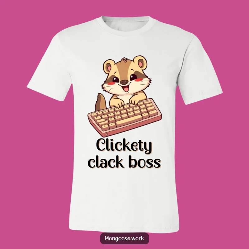 Funny Kawaii Mongoose T-Shirt, Excited Typist Design, Comfy & Energetic Gift
