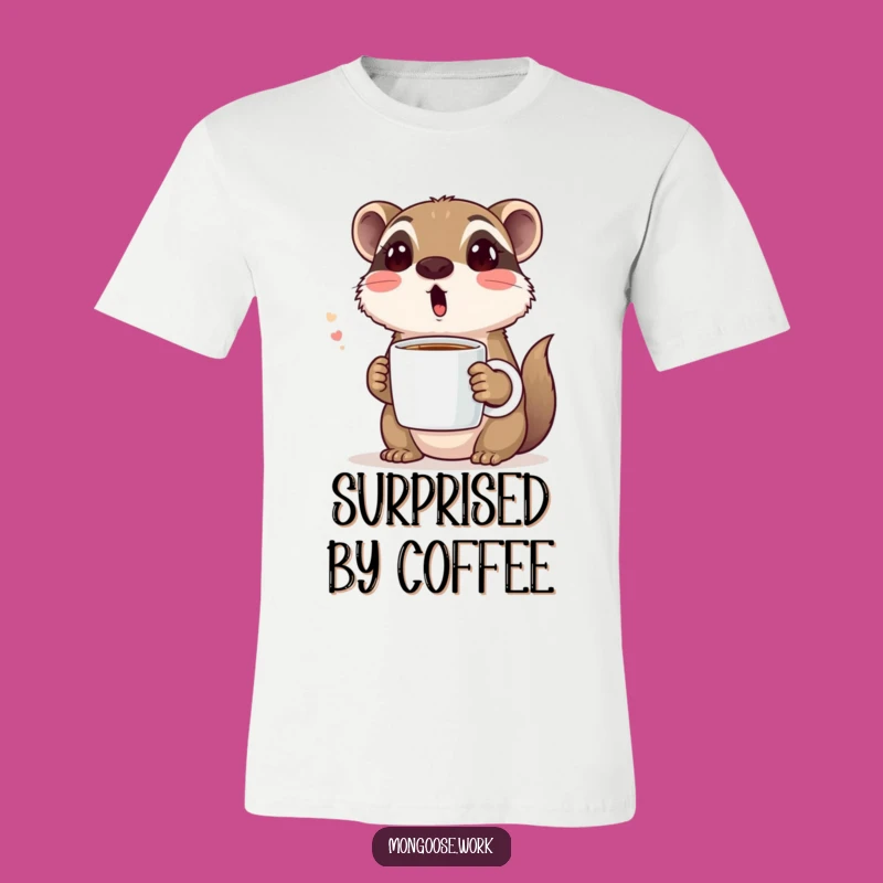 Funny Mongoose Coffee Shock T-Shirt: Surprised Face Tee Gift