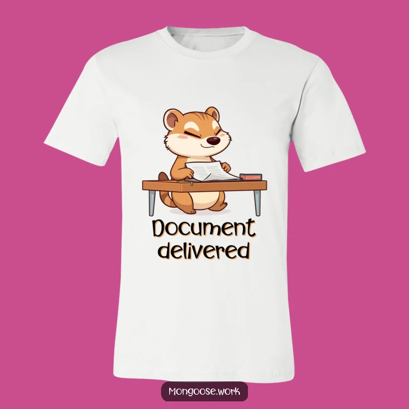 Funny Mongoose Wink T-Shirt - Hilarious Office Document Delivery Tee