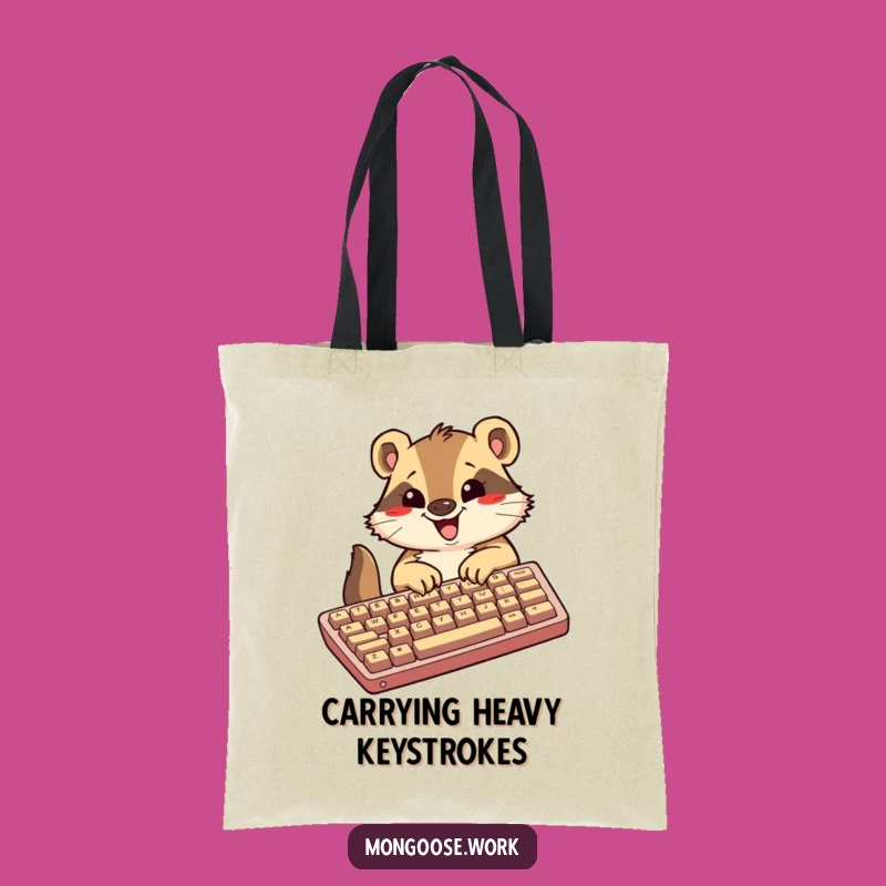 Funny Kawaii Mongoose Tote Bag, Excited Typist, Stylish & Practical Gift