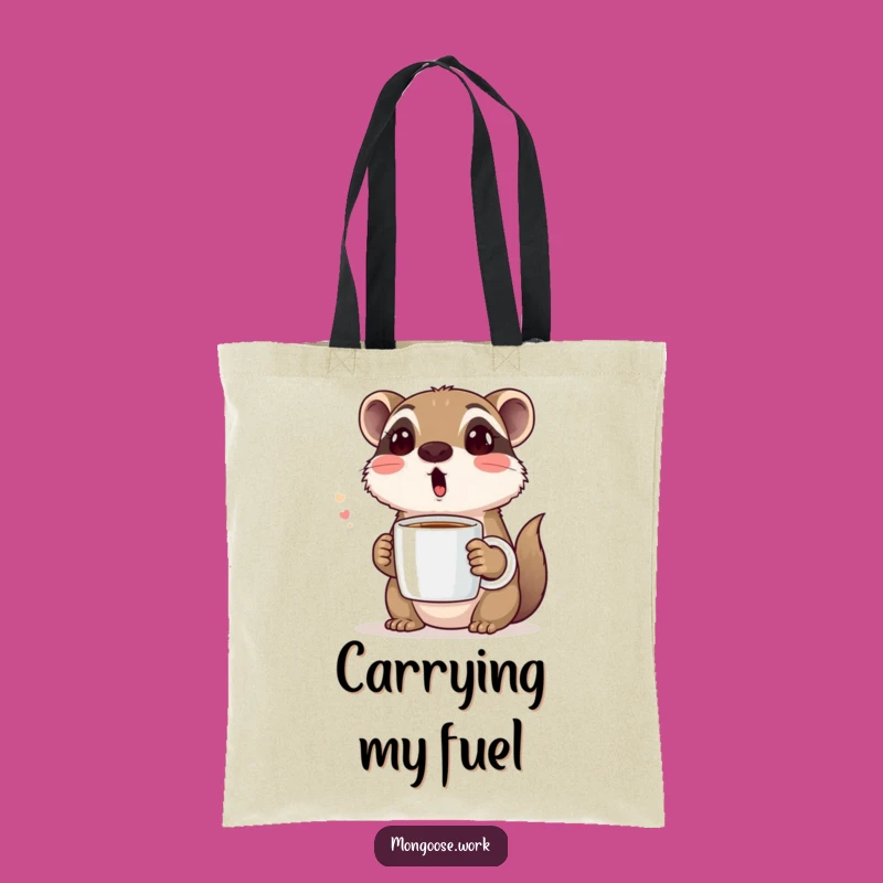 Funny Coffee Reaction Tote Bag: Surprised Mongoose Carry-All Gift