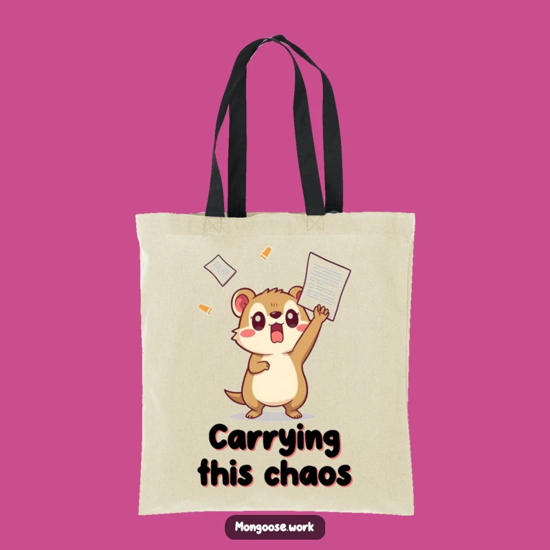 Funny Kawaii Mongoose Tote Bag, Dodging Chaos, Stylish & Practical Gift