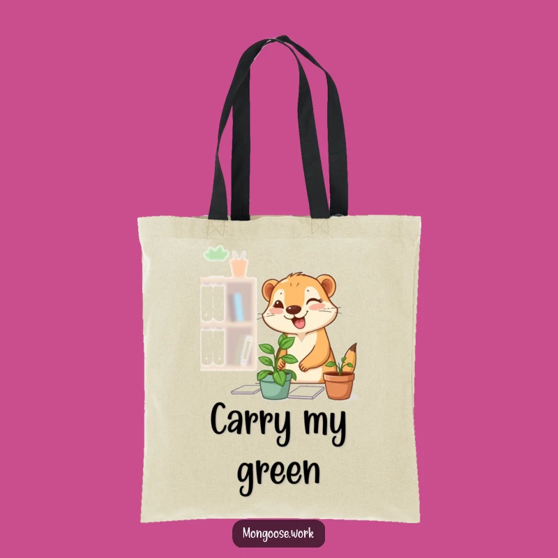 Funny Mongoose Plant Tote Bag: Carry Your Greenery with a Wink, Chic Funny Gift