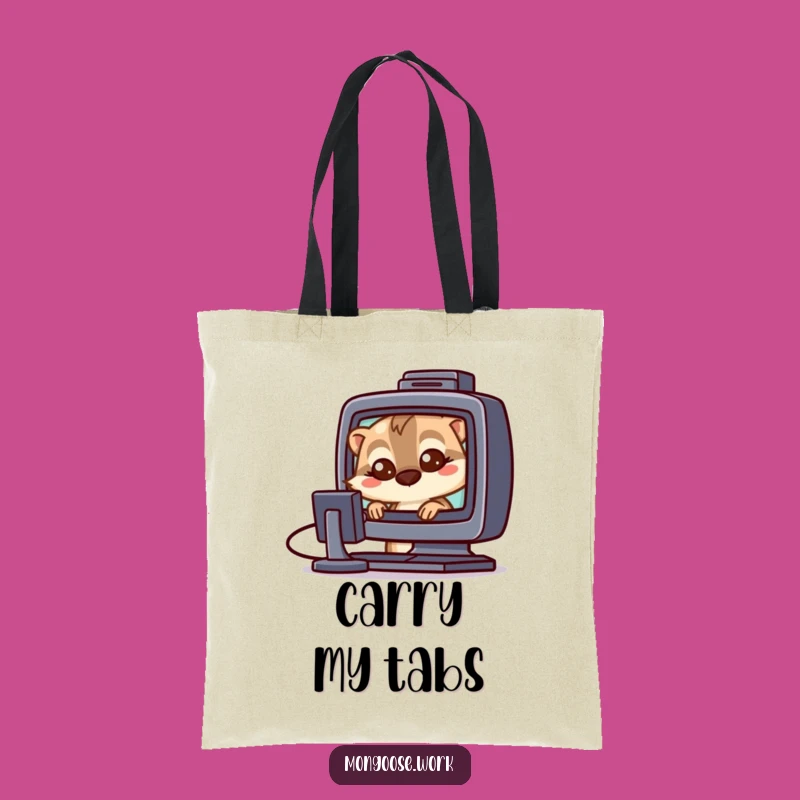 Funny Mongoose Tech Tote Bag - Curious Character Screen Lover Gift