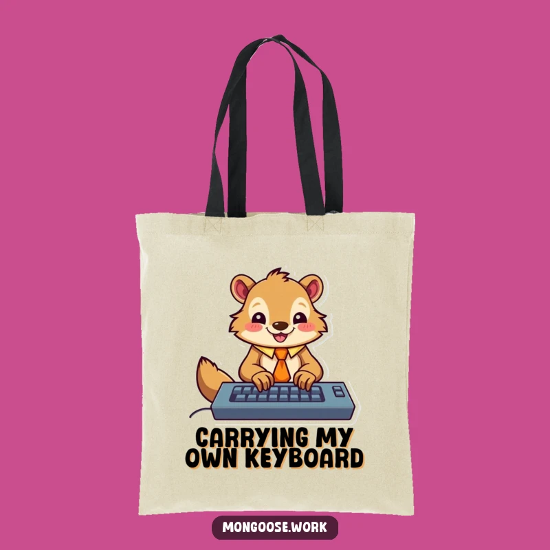 Funny Mongoose Typing Tote Bag - Stylish & Hilarious Office Accessory